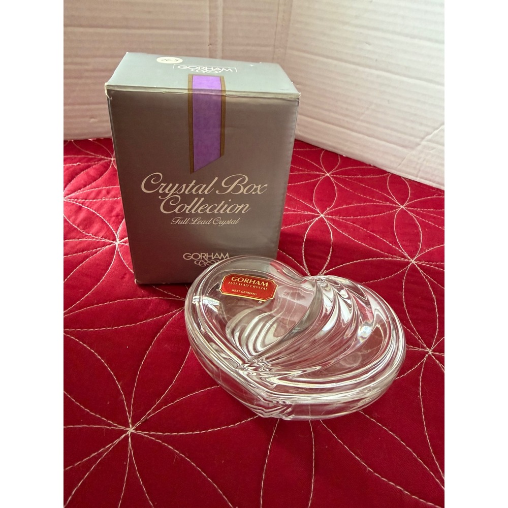 Gorham Crystal Heart Trinket Box Sweetheart C955 West Germany Full Lead Crystal